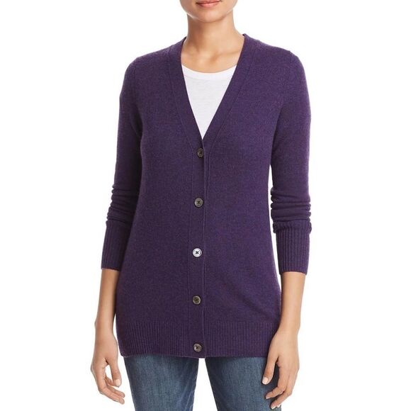 NWT 100% Cashmere Bloomingdales V-Neck Cardigan - Picture 1 of 2